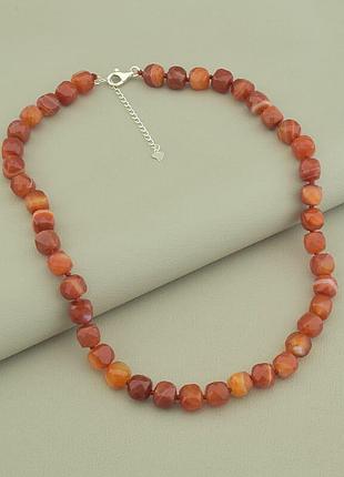 118777 бусы сердолик серебро(925) 45 см.