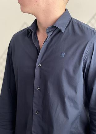 Темно синя класична приталена сорочка g star raw super slim fit navy shirt
