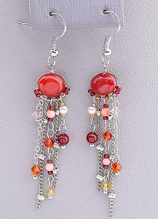 044976 сережки 'hand made' сердолік бижутерный сплав5,3 р.