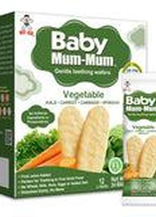 Hot kid baby mum-mum, вафли для мягкого прорезывания зубов, с овощами, 12 пакетиков, по 2 шт.