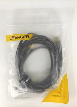 Кабель для быстрой зарядки essager usb type-c to type-c 100w/5a pd fast charging black 2m.