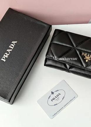Женский кожаный кошелек prada, кошелек прада, кошелек из натуральной кожи черный