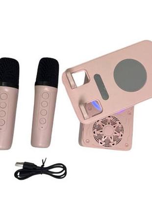 Подставка для телефона с караоке и 2 микрофона microphone speaker set k18-2 розовая top shop ua_