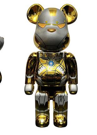 Колекційна іграшка із серії bearbrick iron man gold 28 см на подарунок