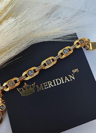 Серебряный браслет meridian 925 пробы в позолоте 4136з 20