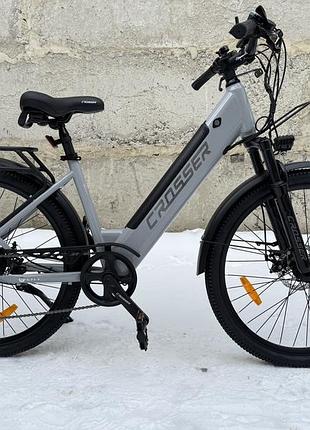 Электровелосипед двухколесный для взрослых crosser e-city pro 26" 48v/500w/10.4ah 35 км/ч серый глянец
