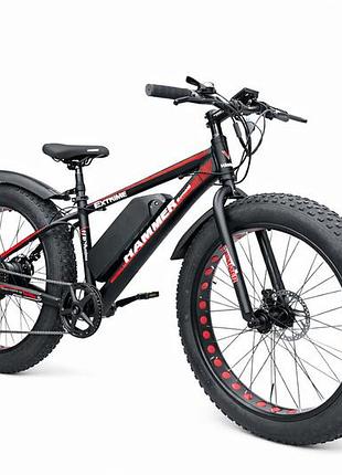 Електровелосипед hammer fatbike 26" (1000w 48v 21ah) pass-система червоний