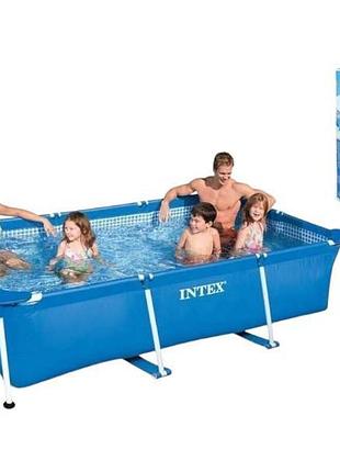 Бассейн каркасный прямоугольный 300*200*75см 3834л intex 28272 np голубой top shop ua_