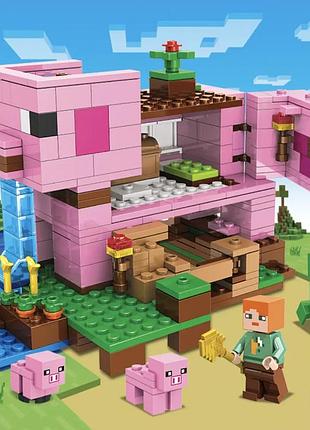 Конструктор mine world «будинок свинки» — великий піксельний будинок у стилі minecraft, 388 деталей aa8004