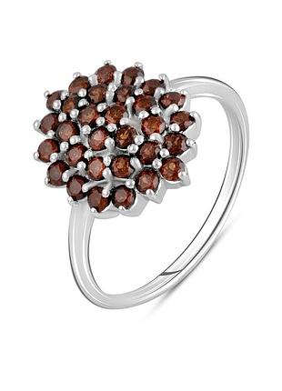 Срібне кільце високої якості з натуральним гранатом 1.395ct, вага виробу 3,38 г (1228555) 17 розмір