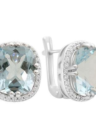 Серебряные серьги высокогокачества с натуральным топазом 12.432ct, фианитами (2152125)