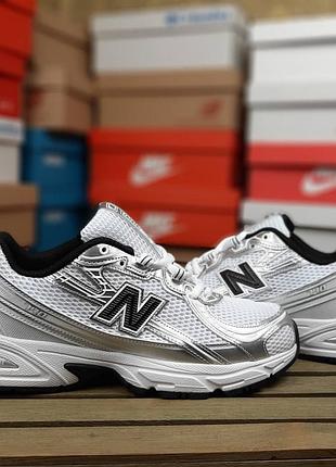 Мужские кроссовки new balance 740 белые с черным и серебром / smb