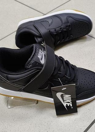 Кроссовки детско-подростковые nike кожаные черные 34