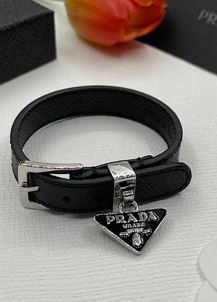 Браслет prada black triangle — люкс качество, латунь с позолотой