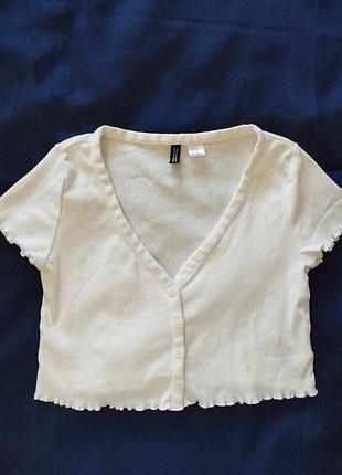 Белая футболка на пуговицах, h&amp;m, xs/34