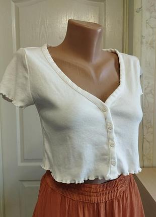 Белая футболка на пуговицах, h&amp;m, xs/34