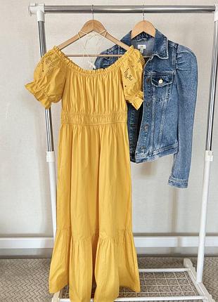 Розкішна жовта бавовняна сукня h&m з прошвою 💛💛