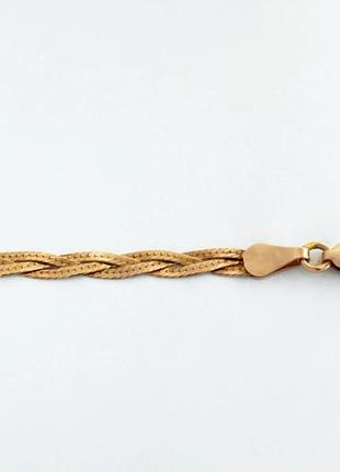 Серебряная цепочка позолоченная, плетение коса, размер 50 см x 0,4 см, вес: 5.4 г