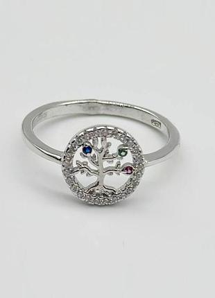 Серебряное кольцо с фианитами, размер 15,0, вес: 1.6 г
