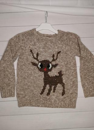 Новогодний свитер детский на 9-10лет