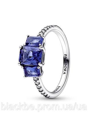 Оригинальное серебряное кольцо пандора pandora 192389c01 100% оригинал с синим камнем новое серебро 925, 19, нове