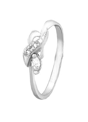 Серебряное кольцо с фианитами, размер 15,5, вес: 1.2 г