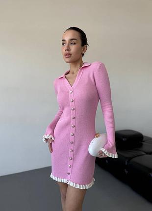 Коротка сукня з волонами, жіноче плаття з волонами, трендова сукня, красиве плаття міні, облягаюча сукня, облягаюче плаття з волнами, красива сукня