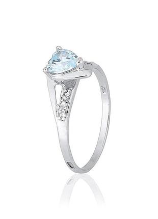Серебряное кольцо с голубыми фианитами, размер 17,5, вес: 1.8 г