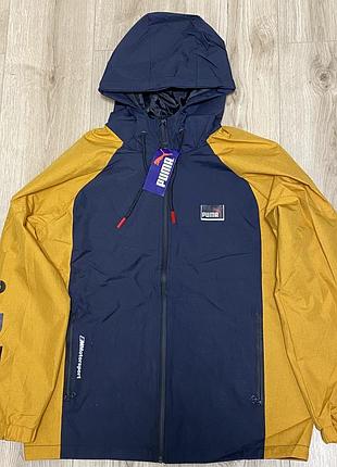 Сине-желтая мужская ветровка puma, размер m 48