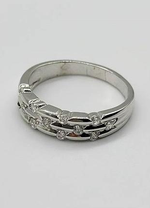 Серебряное кольцо с фианитами, размер 17,5, вес: 3.0 г
