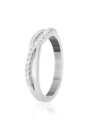 Серебряное кольцо с фианитами, размер 16,0, вес: 2.1 г