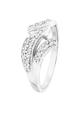 Серебряное кольцо с фианитами, размер 17,0, вес: 3.0 г