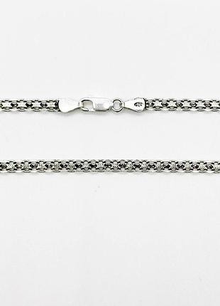 Серебряная цепочка, плетение бисмарк (двойной якорь), размер 45 см x 0,4 см, вес: 10.1 г