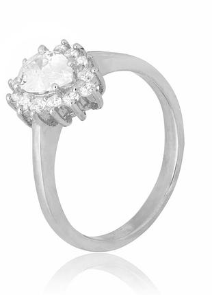 Серебряное кольцо с фианитами, размер 16,0, вес: 2.8 г