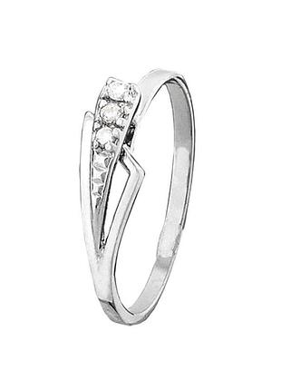 Серебряное кольцо с фианитами, размер 16,0, вес: 1.3 г