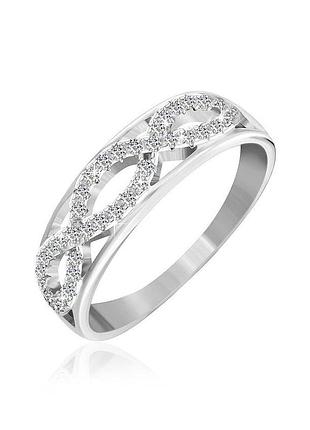 Серебряное кольцо с фианитами, размер 16,5, вес: 2.1 г