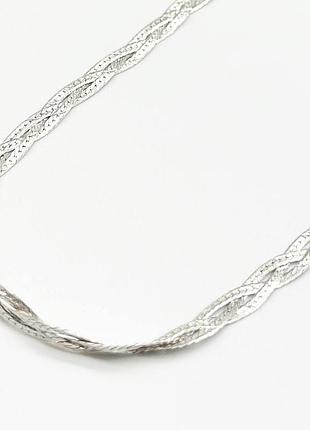 Серебряная цепочка родированная, плетение коса, размер 50 см x 0,3 см, вес: 8.0 г
