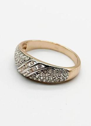 Серебряное кольцо с фианитами, размер 16,8, вес: 3.6 г
