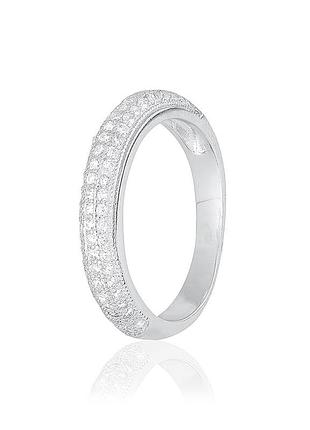 Серебряное кольцо с фианитами, размер 15,5, вес: 2.1 г