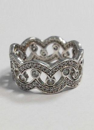 Серебряное кольцо с фианитами, размер 16,5, вес: 5.3 г