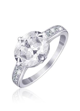 Серебряное кольцо с фианитами, размер 16,0, вес: 2.8 г