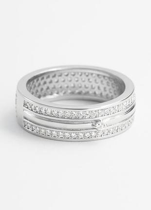 Серебряное кольцо с фианитами, размер 16,0, вес: 4.7 г