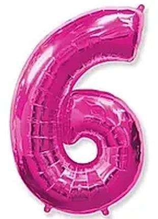 Фольгированная цифра “6” — фуксия, 40" (100 см), flexmetal