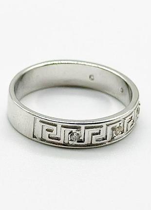 Серебряное кольцо с белым фианитом, размер 15,5, вес: 2.1 г