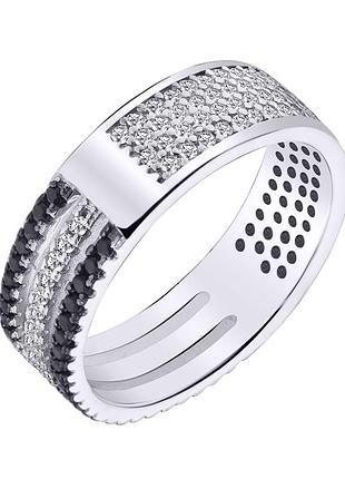 Серебряное кольцо с фианитами, размер 16,0, вес: 4.0 г