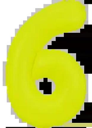 Фольгированная цифра 6 сатин неон жёлтая 40" slim