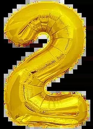 Фольгированная цифра 2 золотая, 30" (76 см)