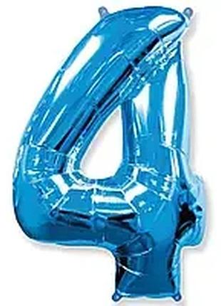 Фольгована цифра “4” — синя, 40" (100 см), flexmetal