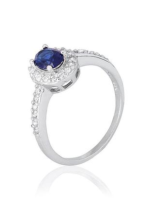 Серебряное кольцо с синими фианитами, размер 18,5, вес: 2.7 г