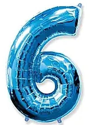 Фольгированная цифра “6” — синий, 40" (100 см), flexmetal
